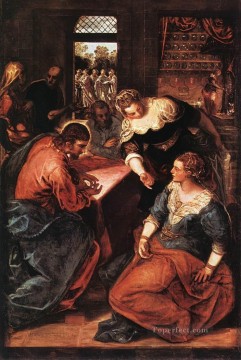 Tintoretto Painting - Christ in the House of Martha and Mary Italian Renaissance Tintoretto